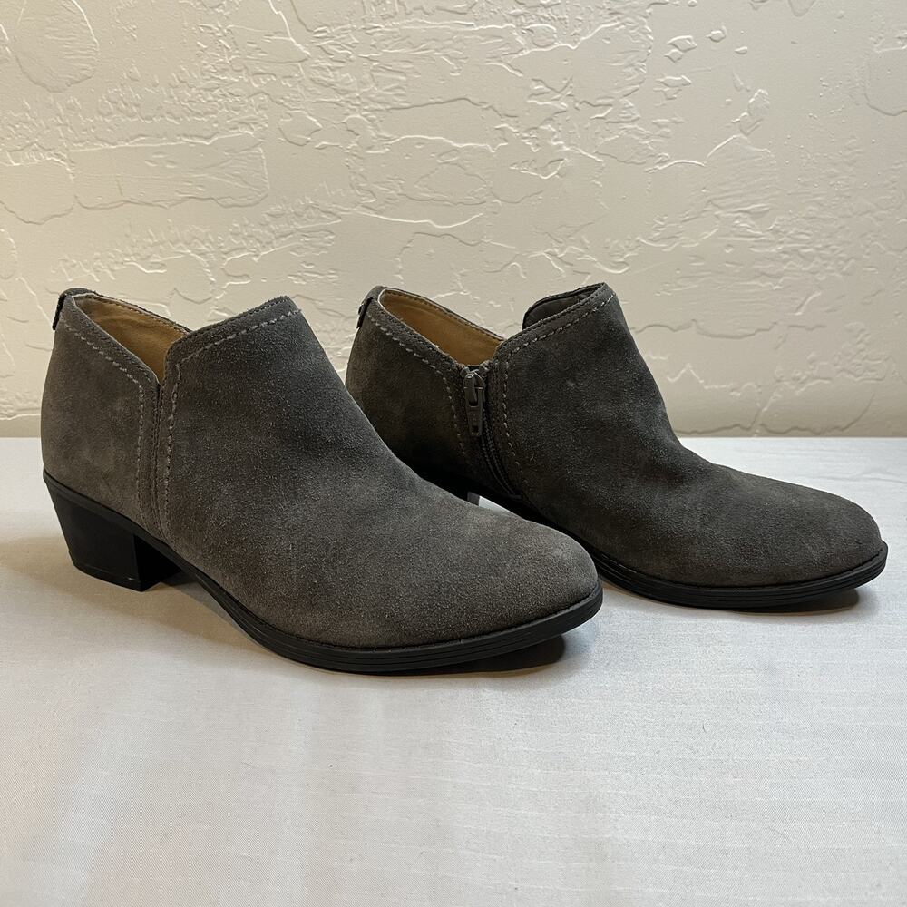 Naturalizer Zarie Ankle Boots/Bootie Womens 6.5N Gray Suede Short Side Zip